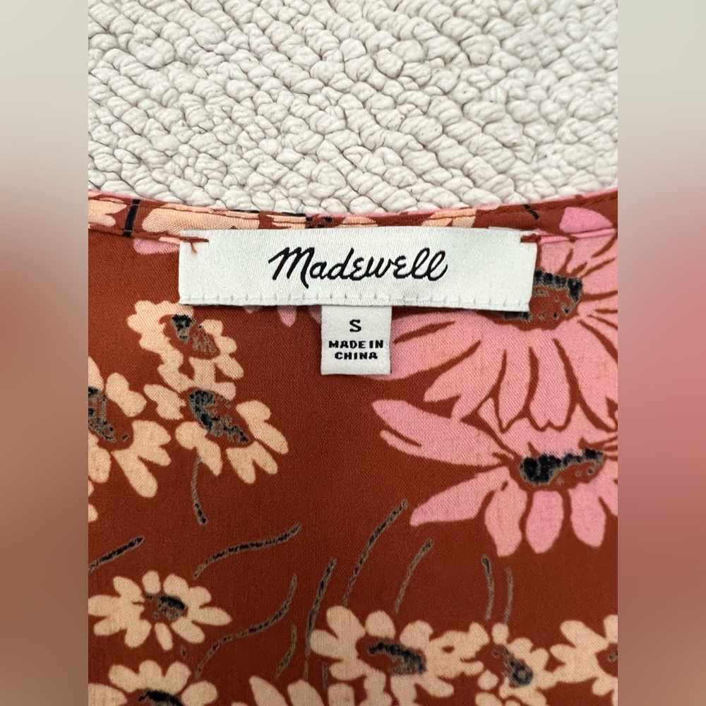 Madewell Novel Tie-Front Top in Hillside Daisies Multi Daisies Burnt Clay Size:S - Picture 5 of 15